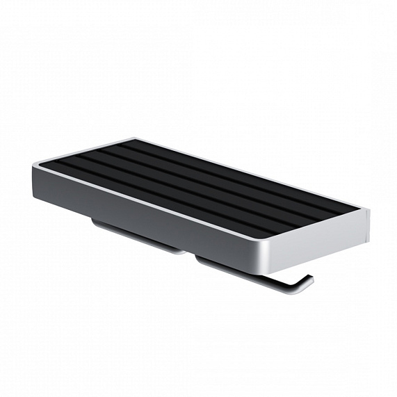 Держатель для туалетной бумаги настенный Damixa Jupiter DA77341900 двойной, с полочкой, серебристый, черный-5