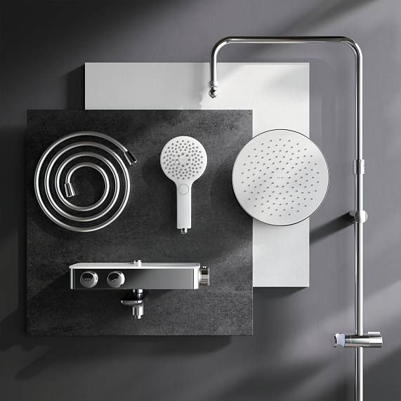Душевая система AM.PM Inspire 2.0 F0750A500 стойка с тропическим душем, термостатом, смесителем, изливом, хром-11