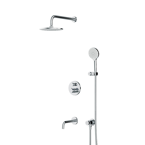 Встраиваемая душевая система AM.PM X-Joy FT85A3RH30 хром: тропический верхний душ, излив с душевой лейкой, термостат-11