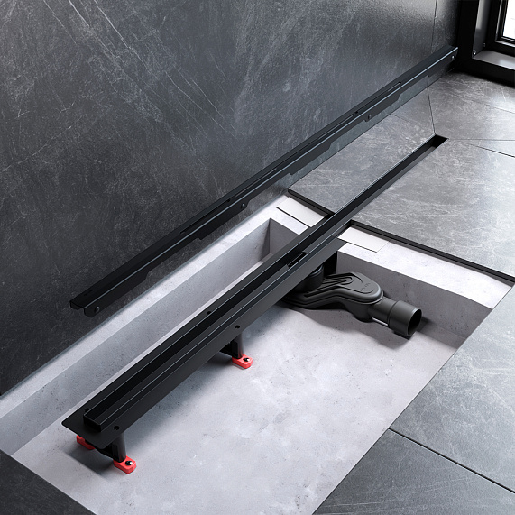 Душевой трап (лоток) 100 AM.PM MasterFlow Slim W01SC-S11-100-05BM комбинированный затвор с черной матовой решеткой-7