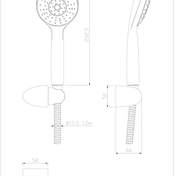 Душевой гарнитур Damixa Eclipse 914540000 держатель, шланг 1500, лейка 1 режим, золото-2