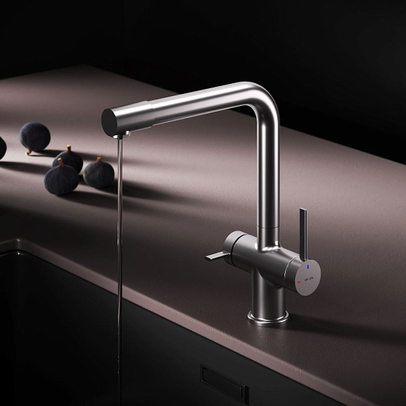 Смеситель для кухни AM.PM Func F8F05711 высокий с L-изливом с каналом для питьевой воды, сатин-2