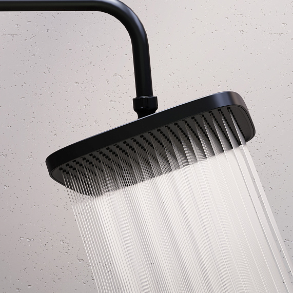 Душевая система Damixa Gala 953770300 стойка с тропическим душем, термостатом, смесителем, черная матовая-4