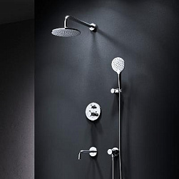 Встраиваемая душевая система AM.PM X-Joy FT85A3RH30 хром: тропический верхний душ, излив с душевой лейкой, термостат