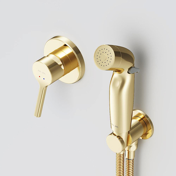 Гигиенический душ со смесителем AM.PM X-Joy S F40H85B99 золото встраиваемый, шланг 1200, держатель-3