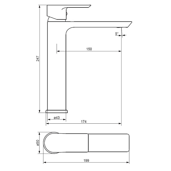 Смеситель для раковины (умывальника) Damixa Apollo 470250000 высокий, хром-2
