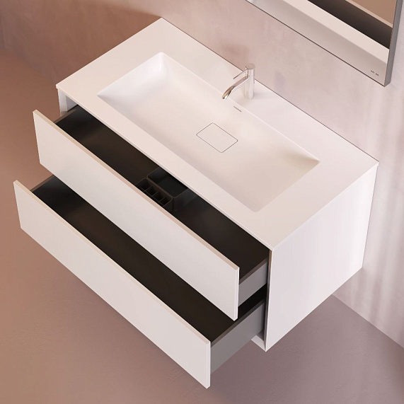 Тумба с раковиной 100 AM.PM Libre M60-FHX1002WM-WPC100SWM подвесная белая матовая-2