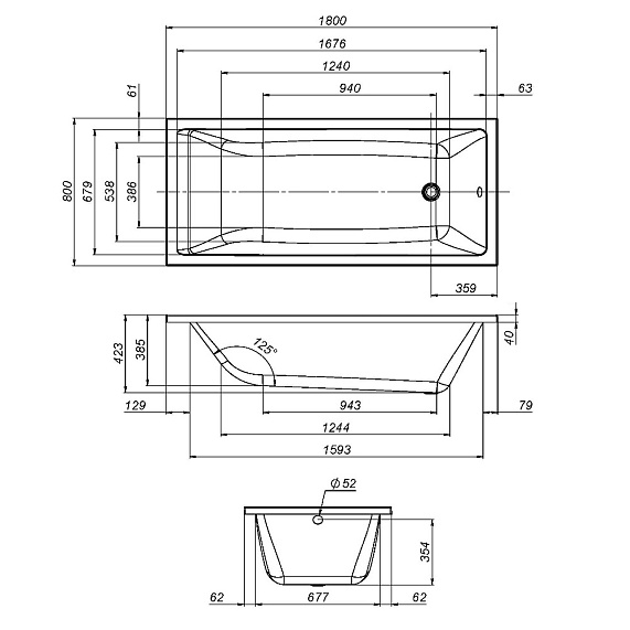Ванна акриловая 180x80 AM.PM Gem W93A-180-080W-A белая глянцевая-7