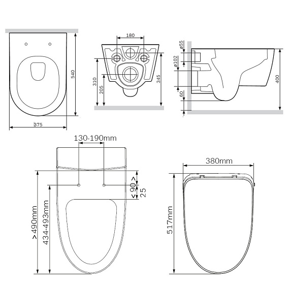Унитаз-биде подвесной AM.PM Func C8F1702SC безободковый с электронным управлением, белый-12