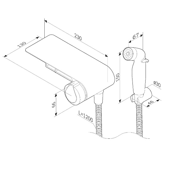 Гигиенический душ со смесителем AM.PM X-Joy F0H85A800 хром встраиваемый, полка, шланг 1200, держатель туалетной бумаги-9