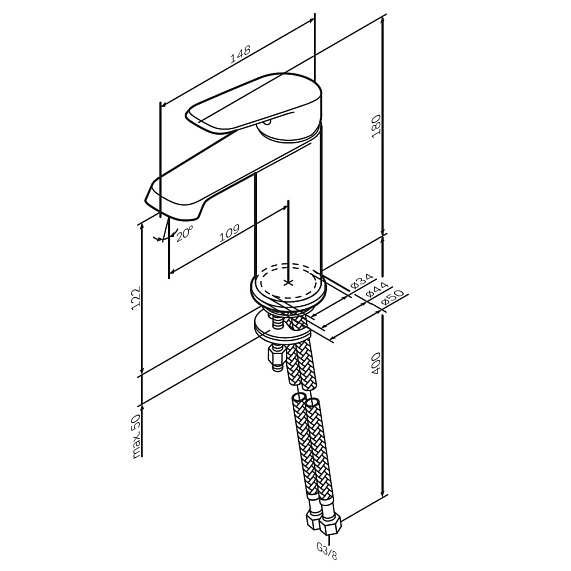 Смеситель для раковины (умывальника) AM.PM Func F8F02122 черный-10