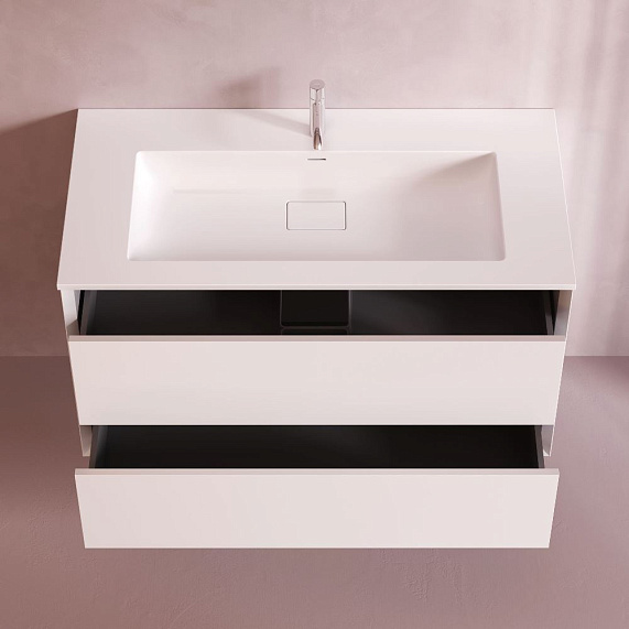 Тумба с раковиной 100 AM.PM Libre M60-FHX1002WM-WPC100SWM подвесная белая матовая-1
